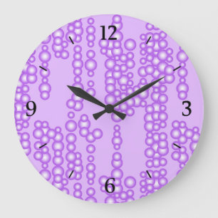 Grande Horloge Ronde Flux de bulles, nuances de lavande