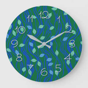 Grande Horloge Ronde Flux Élémentaire Émeraude Vert Bleu Cobalt avec Fe