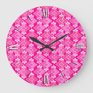 Grande Horloge Ronde Fond d'écran Art Déco Motif, Fuchsia Pink
