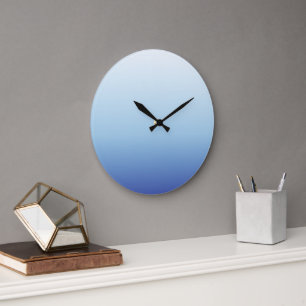 Grande Horloge Ronde Fond dégradé bleu minimal
