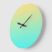 Grande Horloge Ronde Fond dégradé pastel turquoise jaune (Angle)