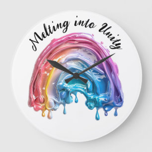 Grande Horloge Ronde Fondre dans l'Unité, un amour, beaucoup de couleur