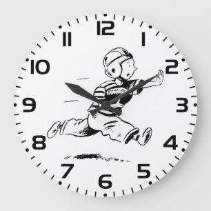 Grande Horloge Ronde Football américain vintage de petit garçon courant