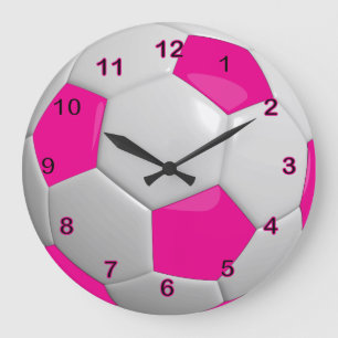 Grande Horloge Ronde Football Ball   Pink