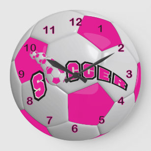 Grande Horloge Ronde Football Ball   Pink