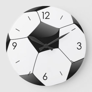 Grande Horloge Ronde Football blanc et noir