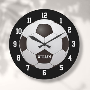 Grande Horloge Ronde Football Football Nom personnalisé