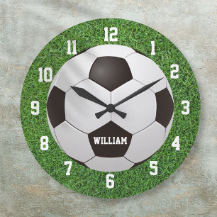 Grande Horloge Ronde Football Football Nom personnalisé