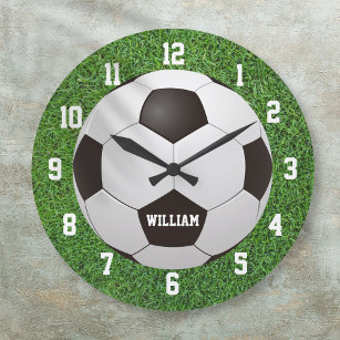 Grande Horloge Ronde Football Football Nom personnalisé