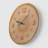 Grande Horloge Ronde Forêt Brown de bois rustique (Angle)