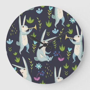 Grande Horloge Ronde Forêt enchantée : Motif sans couture inspiré de la
