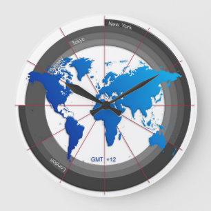 Grande Horloge Ronde Forex Markets Timezone Clock GMT+12 hr