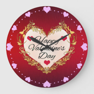 Grande Horloge Ronde Forme cardiaque Heureuse Sainte-Valentin-47949