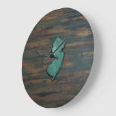 Grande Horloge Ronde Forme de New Jersey Turquoise rustique (Angle)