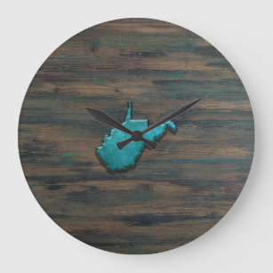Grande Horloge Ronde Forme de Virginie occidentale Turquoise