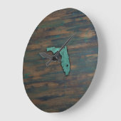 Grande Horloge Ronde Forme Turquoise rustique de Floride (Angle)