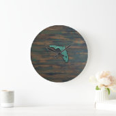 Grande Horloge Ronde Forme Turquoise rustique de Floride (Maison)