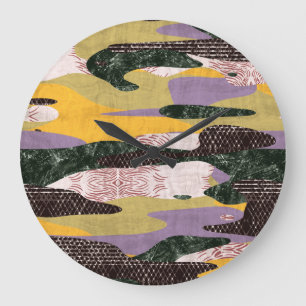 Grande Horloge Ronde Formes Camo : Vivid Collage Montage.
