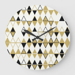 Grande Horloge Ronde Formes colorées, motif abstrait géométrique