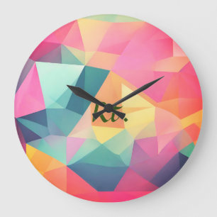 Grande Horloge Ronde Formes géométriques abstraites colorées ajoutent l