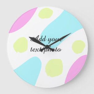 Grande Horloge Ronde Formes géométriques abstraites pastel ajouter nom