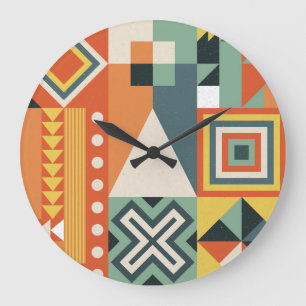 Grande Horloge Ronde Formes géométriques, arrière - plan simple plat.