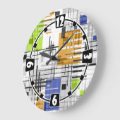 Grande Horloge Ronde formes géométriques modernes Abstraites rayées (Angle)