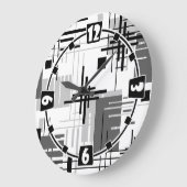Grande Horloge Ronde formes géométriques modernes Abstraites rayées (Angle)