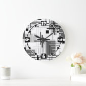 Grande Horloge Ronde formes géométriques modernes Abstraites rayées (Maison)