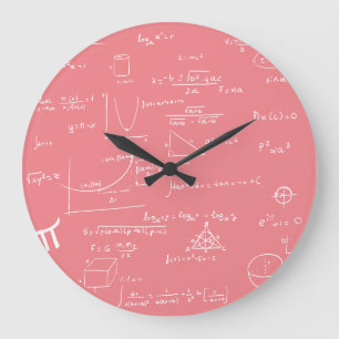 Grande Horloge Ronde Formules d'équations mathématiques roses
