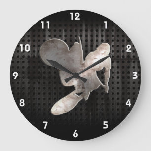 Grande Horloge Ronde Fouet de motocross ; Noir frais