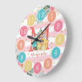Grande Horloge Ronde Fox And Flower Illustration Baby Nursery (Angle)