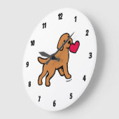 Grande Horloge Ronde Fox Red Labrador Chiot Petit Coeur (Angle)