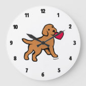 Grande Horloge Ronde Fox Red Labrador Chiot Petit Coeur (Recto)