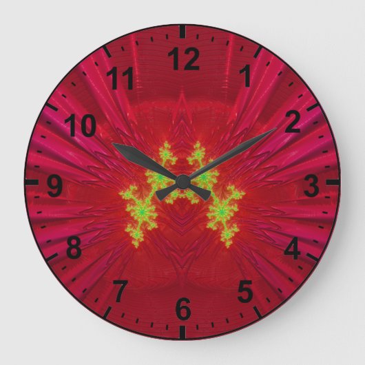 Grande Horloge Ronde Fractal jaune rouge ~ (Recto)