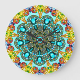 Grande Horloge Ronde Fractale en cristal d'anneau