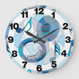Grande Horloge Ronde Fragments de notes de musique de tuba