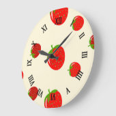 Grande Horloge Ronde Fraise rouge rose (Angle)