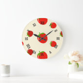 Grande Horloge Ronde Fraise rouge rose (Maison)