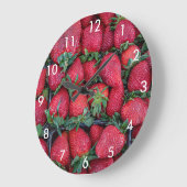 Grande Horloge Ronde Fraises avec feuilles verts (Angle)