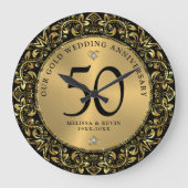 Grande Horloge Ronde Frame circulaire en or brillant 50e mariage (Recto)
