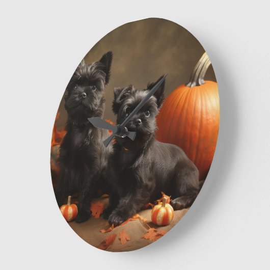 Grande Horloge Ronde Français Chien Chien Chien Chien Chien Puppy Autom (Angle)