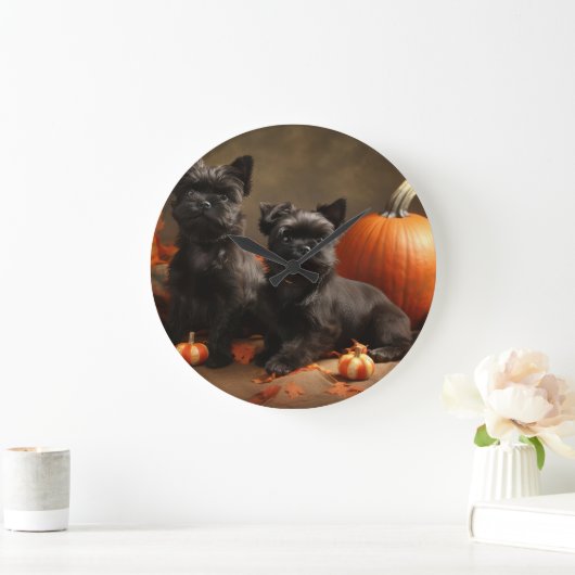 Grande Horloge Ronde Français Chien Chien Chien Chien Chien Puppy Autom (Maison)