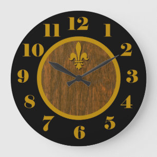 Grande Horloge Ronde Français Country Fleur de Lis Clock
