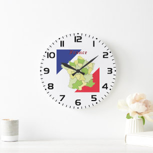 Grande Horloge Ronde France Couleurs Et Carte Nationales