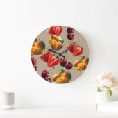 Grande Horloge Ronde Fresh Fruit Pattern – Strawberry, Cherry & Mango A (Maison)