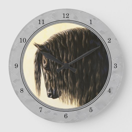 Grande Horloge Ronde Friesian Draft Horse Silver Grey (Recto)