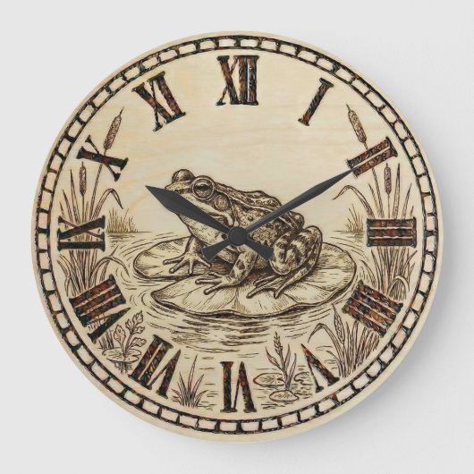 Grande Horloge Ronde Frog Wooden Wall Clock (Recto)