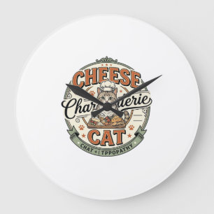 Grande Horloge Ronde Fromage Charcuterie Chat Fromage Charcuterie Chat 