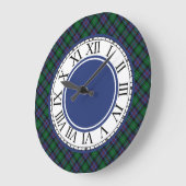 Grande Horloge Ronde Frontière de tartan d'Argyll Ecosse (Angle)